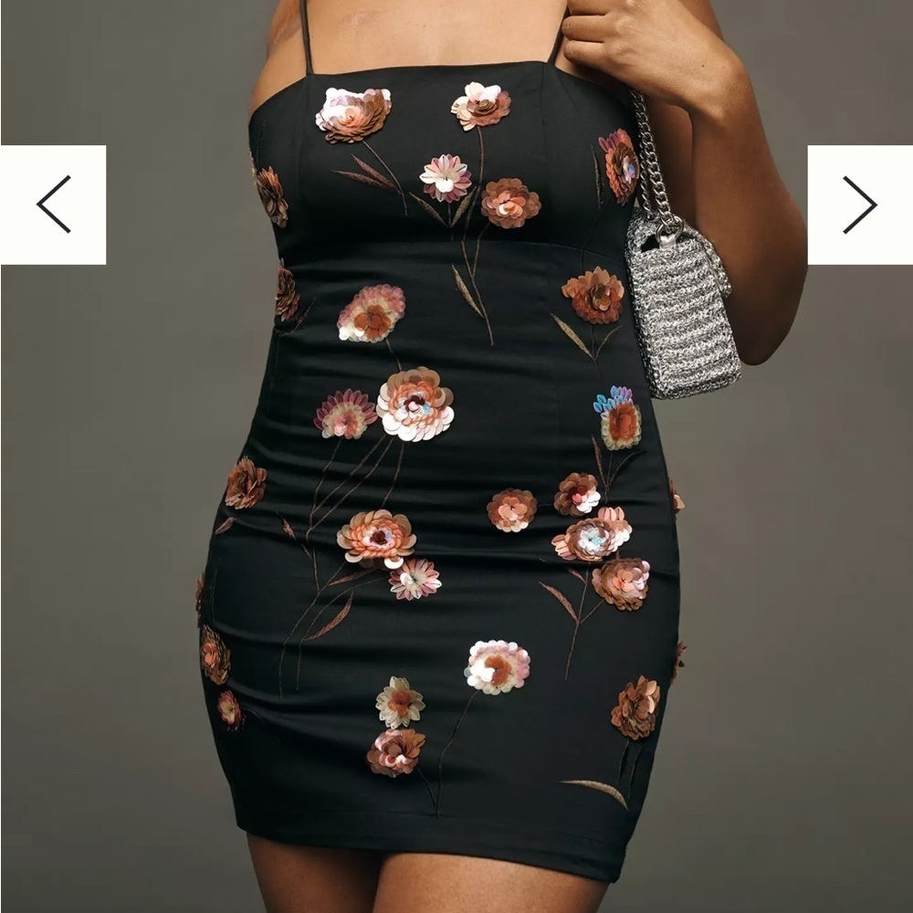 Maeve by Anthropologie 3D Floral Spaghetti Mini Dress NWT — Sz 10 - Picture 2 of 9
